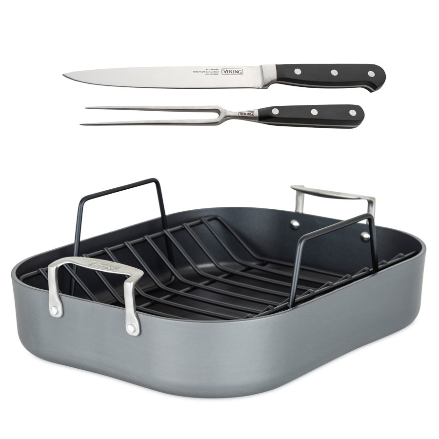 Viking Hard Anodized Nonstick Roasting Pan 16-Inch with Rack & Carving Set