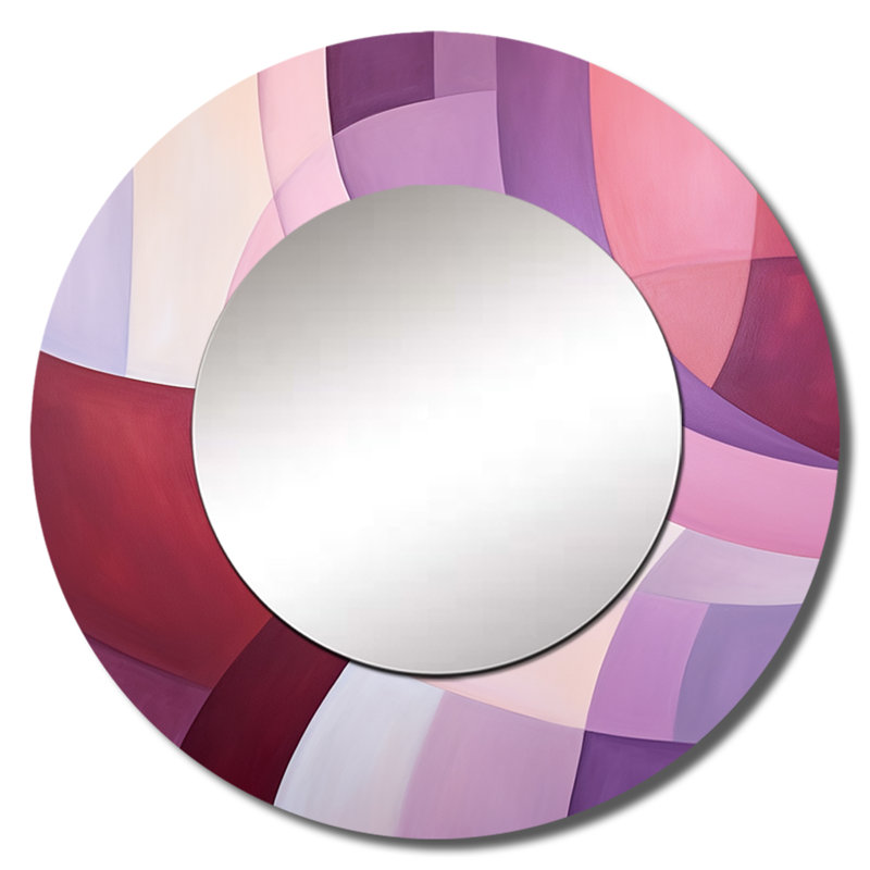 Shamille Mauve Motion Abstract Shapes I - miroir décoratif de formes abstraites, miroir mural mauve, impression sur métal