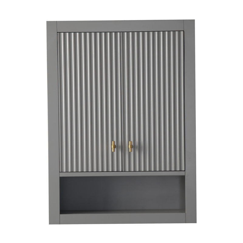 Wall Bathroom Shelves, Cashmere Gray, Brushed Gold