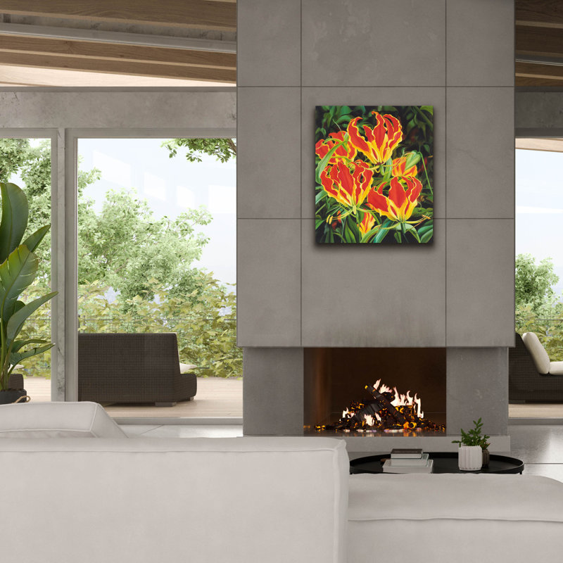  «Flame Lilies» par Delene Lambert, art mural sur toile, 26 po x 30 po, H 30 po x l 26 po