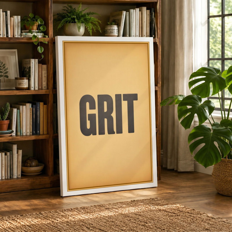 Grit Typography 1 Piece Wrapped Canvas Wall Art, 24x16 - 61.0 x 40.6 cm, Black Border
