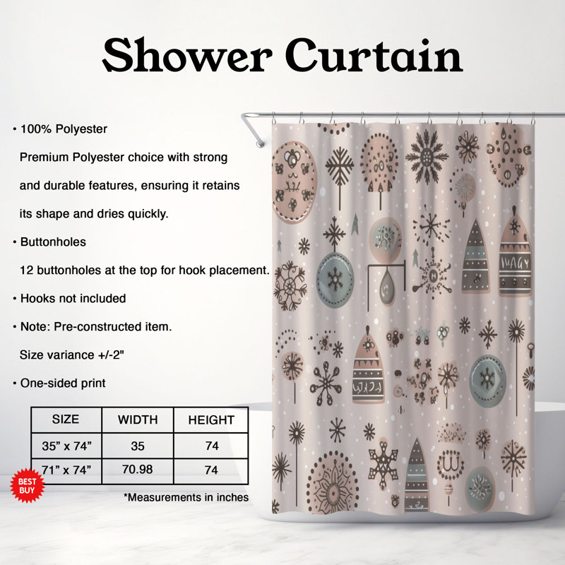 Rideau de douche de qualité supérieure Arctic Winter Composition, H 74 po x l 71 po