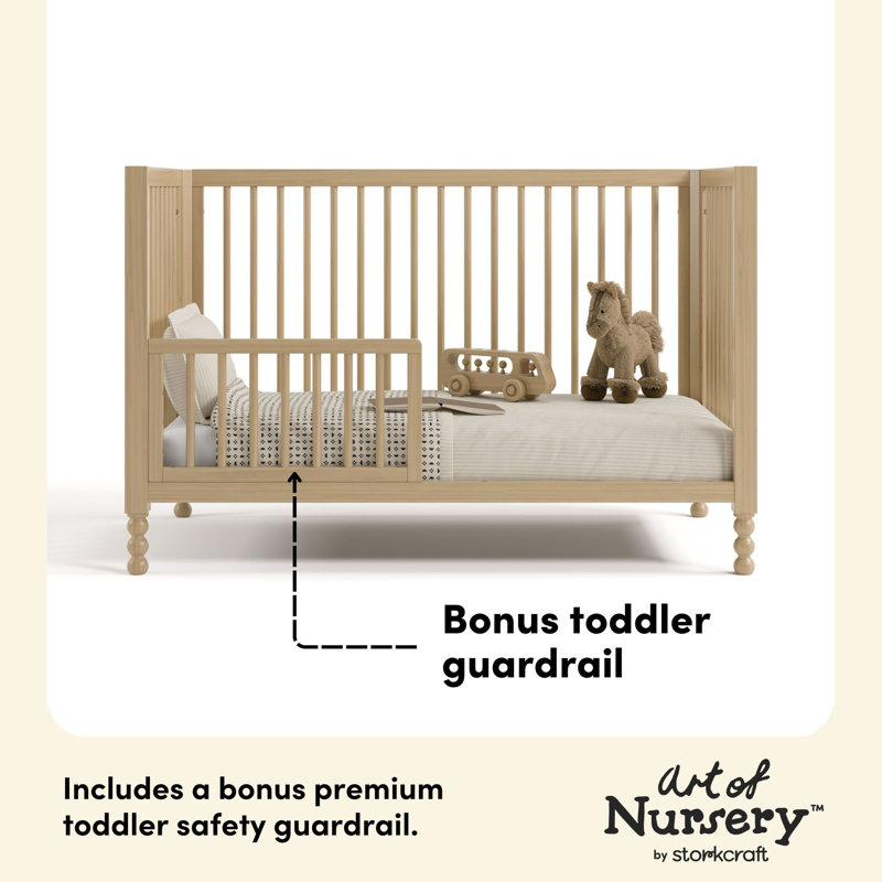 Rio 5-in-1 Convertible Crib with Toddler Guardrail, Driftwood