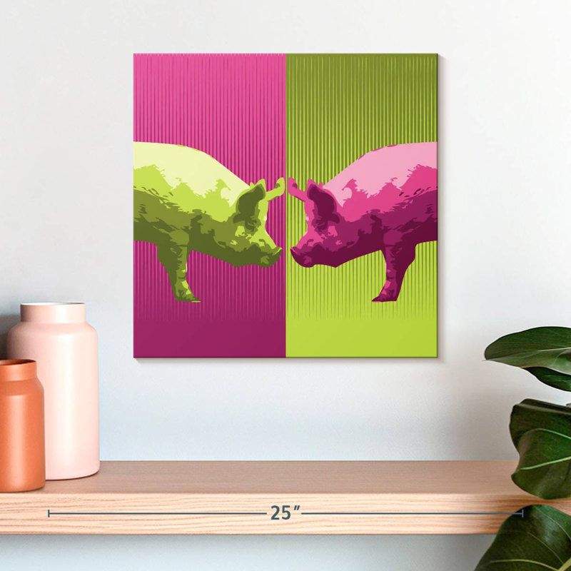 Brampt Neon Pigs, 16" H x 16" W