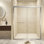 Verre trempé 50-54 "x 72" avec film antidéflagrant, porte de douche coulissante double en aluminium, 1/4 "(6 mm), poignée en acier inoxydable