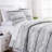Southshore Fine Linens Abstraction King/California King 300 Thread Count Cotton Sateen Reversible Abstract Stripe Duvet Cover Set, 3-Piece, Abstraction Grey-1135433593-1135433538