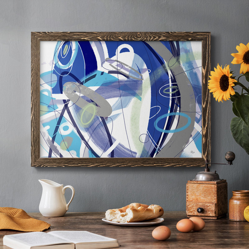 «Blue Flow», reproduction sur toile encadrée, H 22 po x l 32 po x P 1,5 po, Noyer