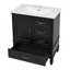 Meuble-lavabo de 30 po avec lavabo, armoire de salle de bain avec porte, trois tiroirs, pieds en bois massif et panneau de fibres à densité moyenne, patins réglables, noir-1046972646