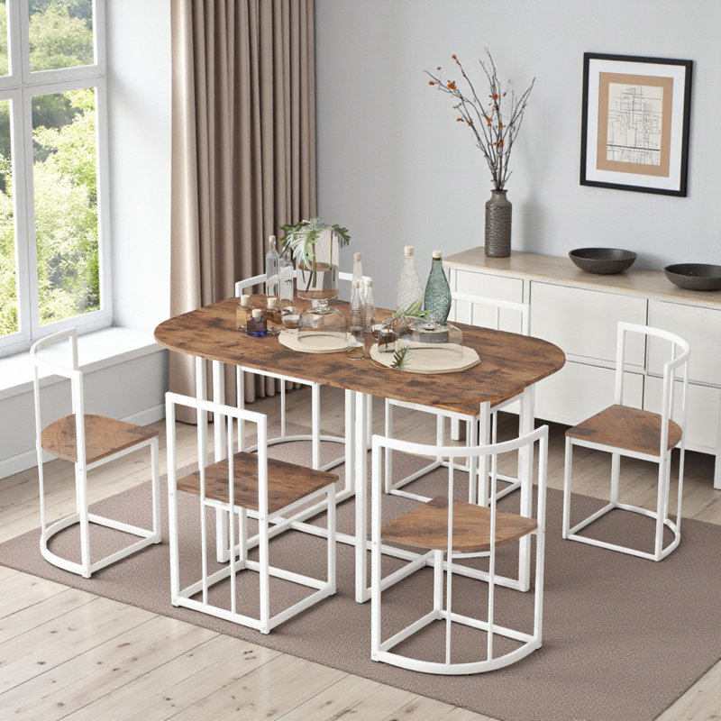Ensemble de salle à manger 7 pièces, design compact compact, salle à manger contemporaine et moderne