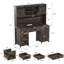 Bureau de direction Farmhouse avec huche et station de charge, bureau d'ordinateur avec 2 portes de grange coulissantes, 5 tiroirs et armoire de rangement avec tablette réglable à 3 positions-129412439