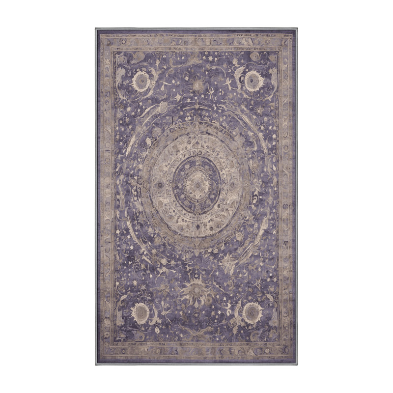 Machine Washable Gray Area Rug, Rectangle 4' x 6'