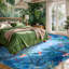 Tapis bleu lavable à motif animal de la jungle 9 x 12 pour le salon, tapis pour enfants doux pour la chambre à coucher, tapis de salle à manger antidérapant moderne, salle de jeux, chambre de bébé-249593417