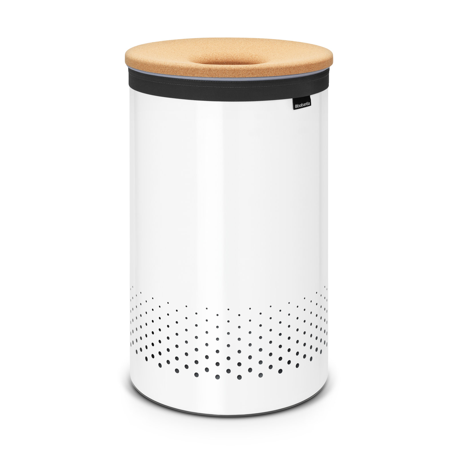 Brabantia Laundry Hamper with Cork Lid, White, Large (25" H x 14.96" W x 14.96" D)