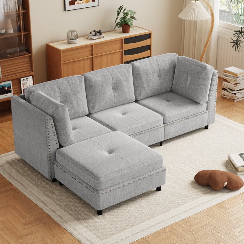2 - Piece Upholstered Corner Sofa, Gray