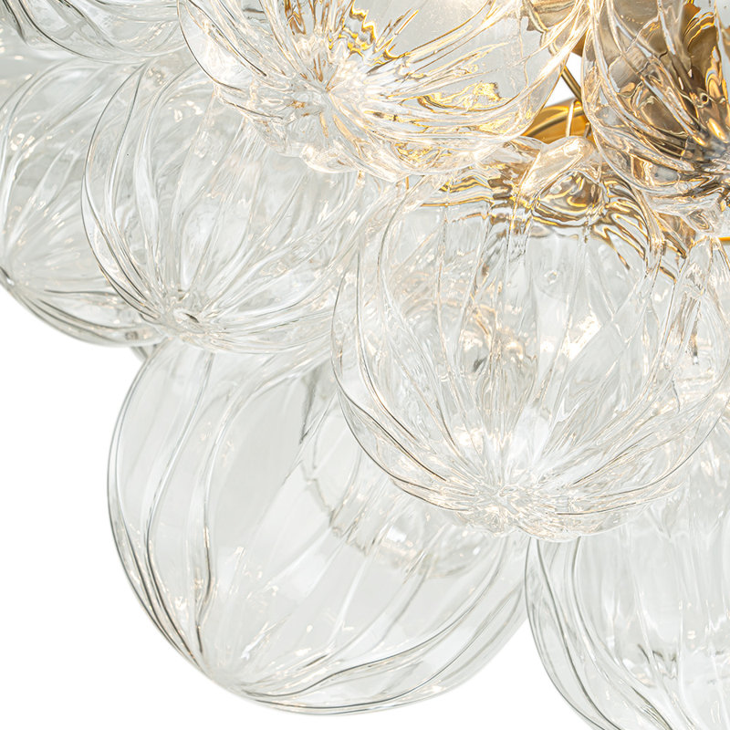 Wynetta 3 - Light Textured Glass Bubble Semi Flush Mount