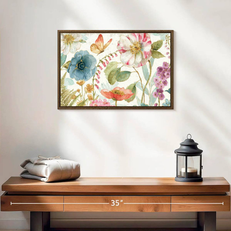 Rainbow Seeds Fleurs sur bois, 19 po x 13 po, Cadre flottant noyer