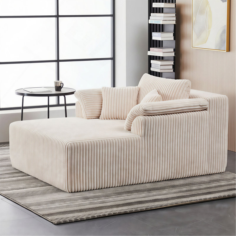 Méridienne de 60 pouces pour l'intérieur, très grand canapé-lit en velours côtelé désossé, canapé-lit à siège profond, chaises de lecture, canapés en nuage pour le salon, aucun assemblage requis