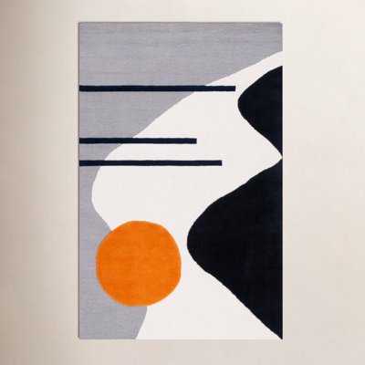 Felipe Gray Black Hand-Tufted Wool Abstract Rug