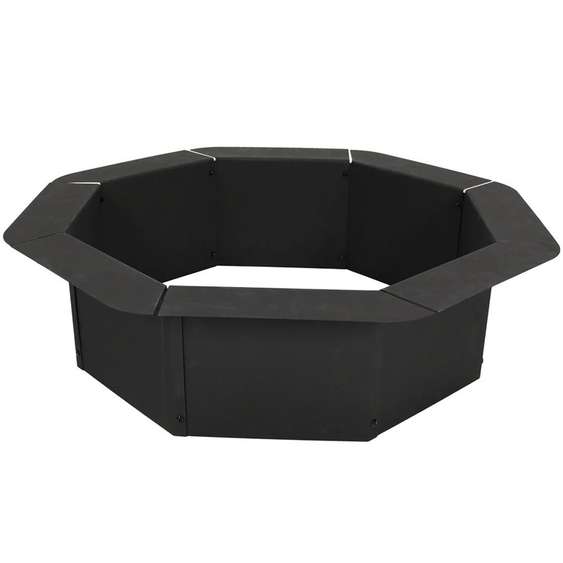 38" Black Steel Octagonal Wood-Burning Fire Pit Ring