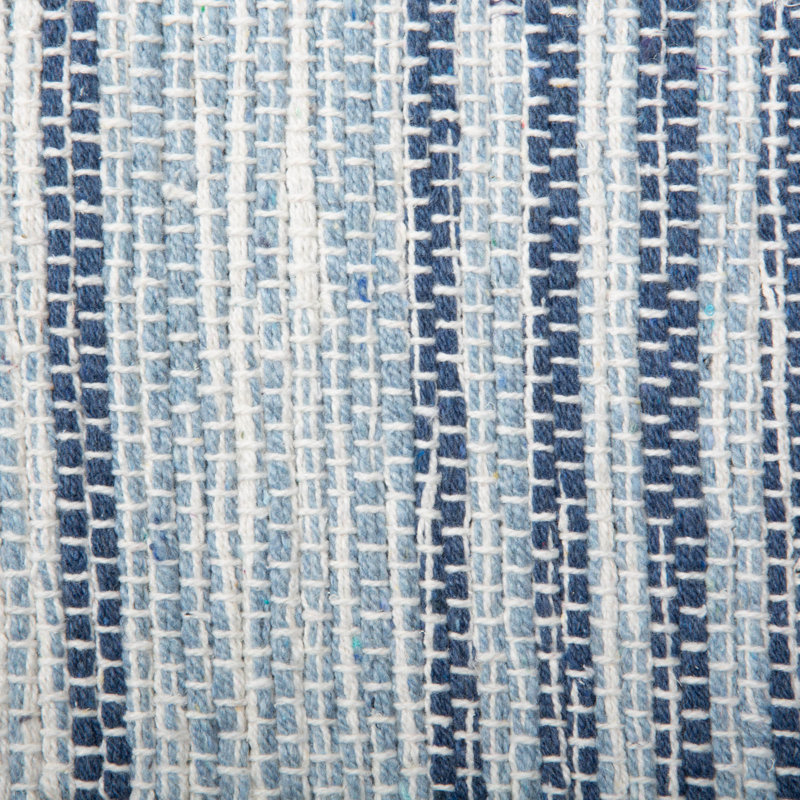 Fil recyclé Français bleu en coton à rayures panachées Tapis décoratif