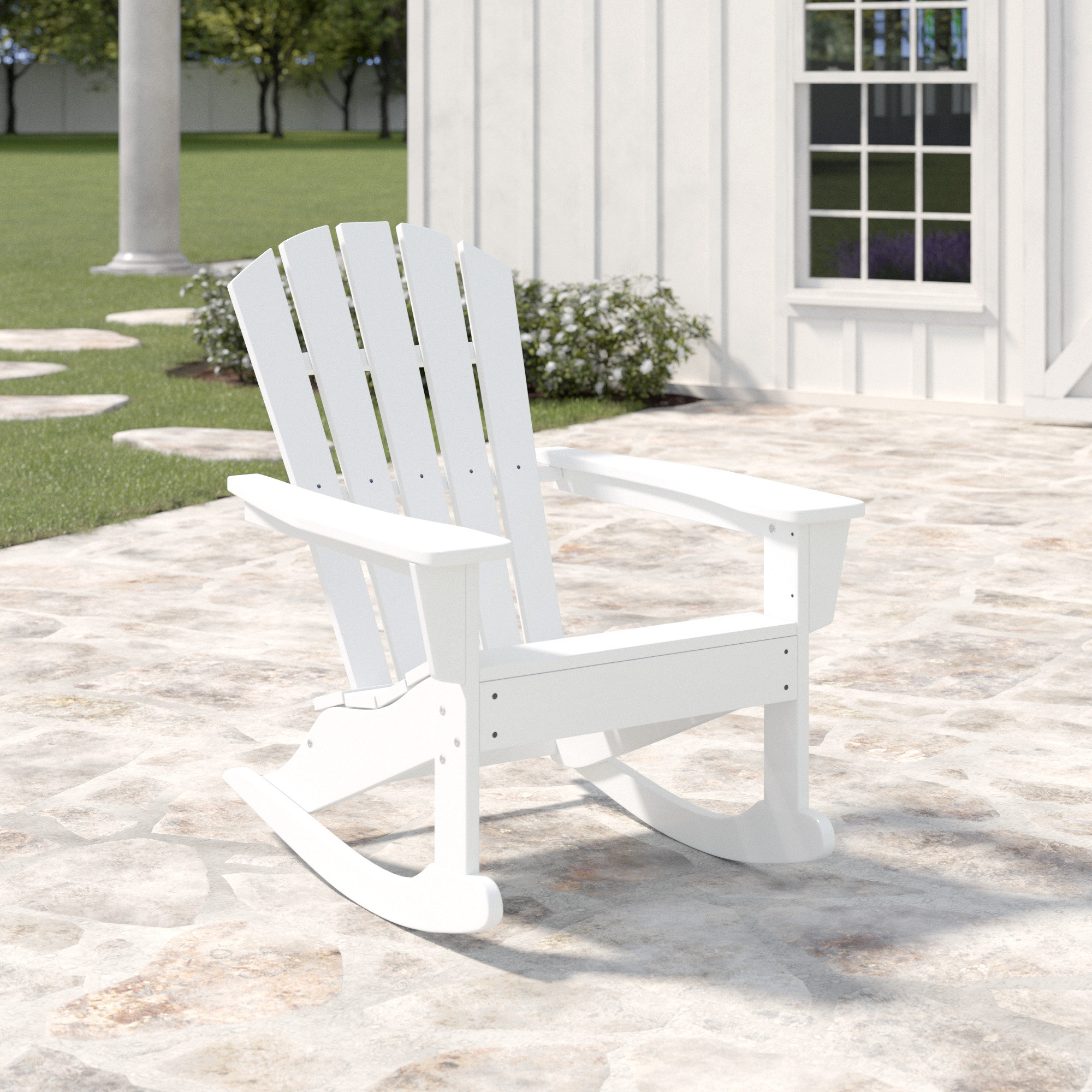 POLYWOOD Palm Coast Adirondack Rocking Chair, White