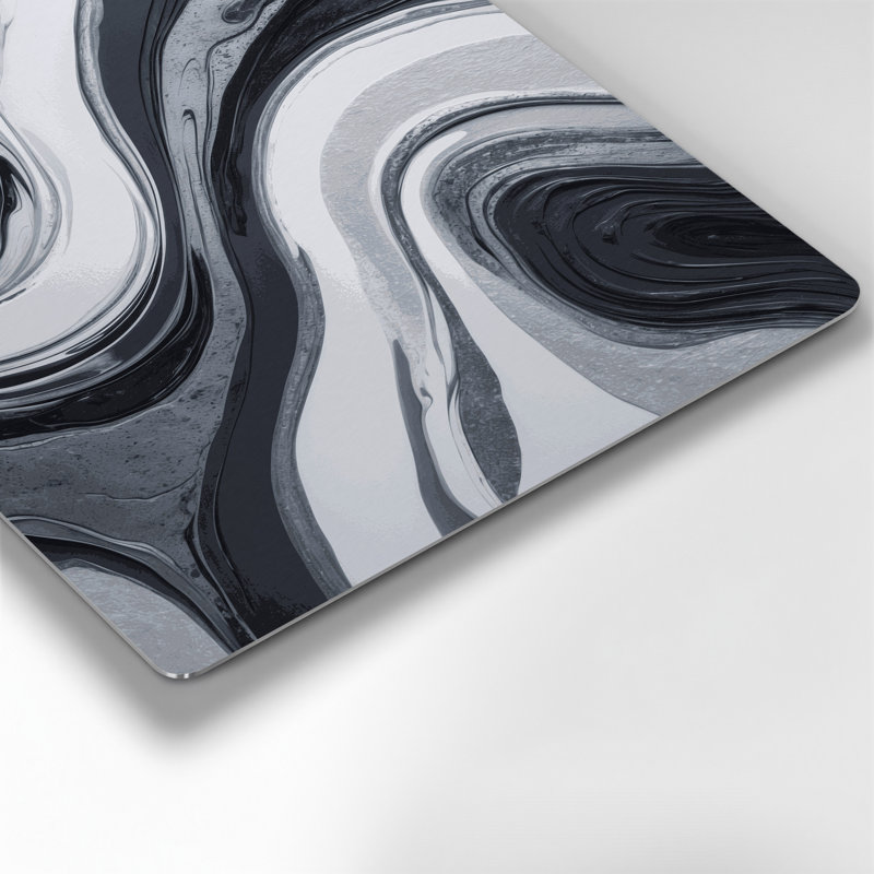 Abstrait fluide, art mural gris en métal 87, H 11 po x l 14 po