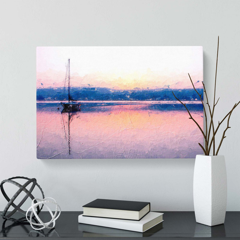Boat on Lake Zurich in Switzerland in Abstract - Wrapped Canvas, 40 cm H x 60 cm W