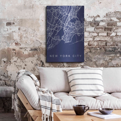 «NYC Street Blue Map» par Seven Trees Design, art mural en métal