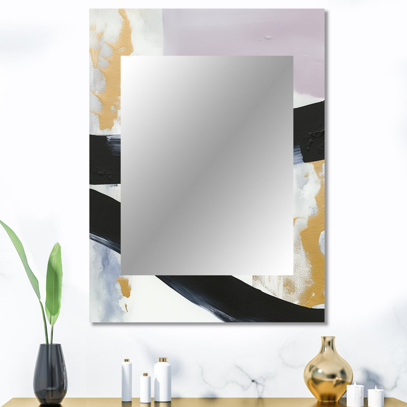 Black Eruption Of Marble II - miroir en marbre, miroir mural décoratif moderne, impression d'art en métal, 40 po x 30 po