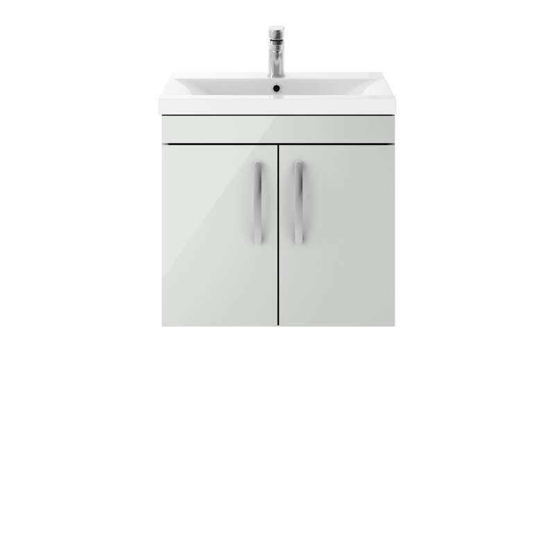 605 mm Single Vanity with Integrated Basin, Gloss Grey Mist