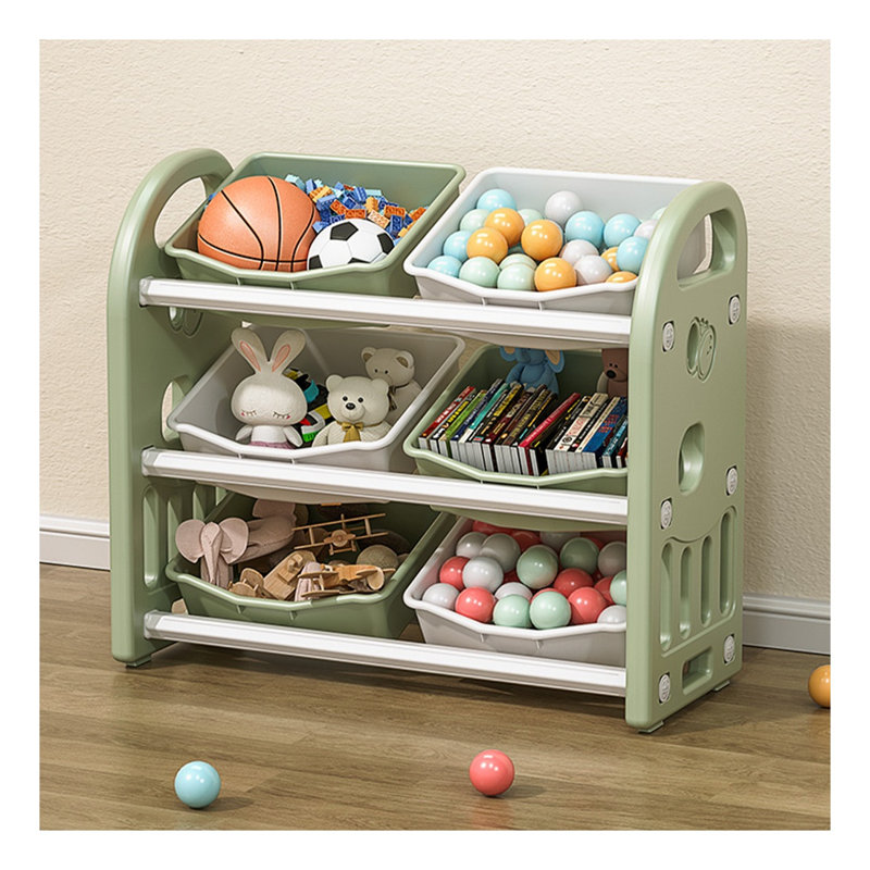 Rangement pour jouets 6 compartiments pour enfants - Étagère de chambre de bébé multifonctionnelle avec bacs en PEHD pour l'organisation de la salle de jeux