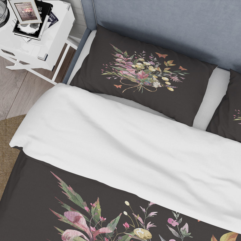 Arrangement de fleurs sauvages Vintage Floral Summer - ensemble de housse de couette traditionnel - microfibre de polyester