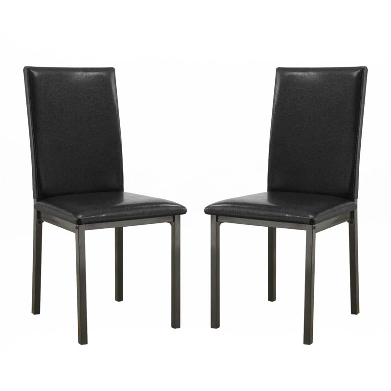 Set Of 2 Leatherette Upholstered Side Chairs