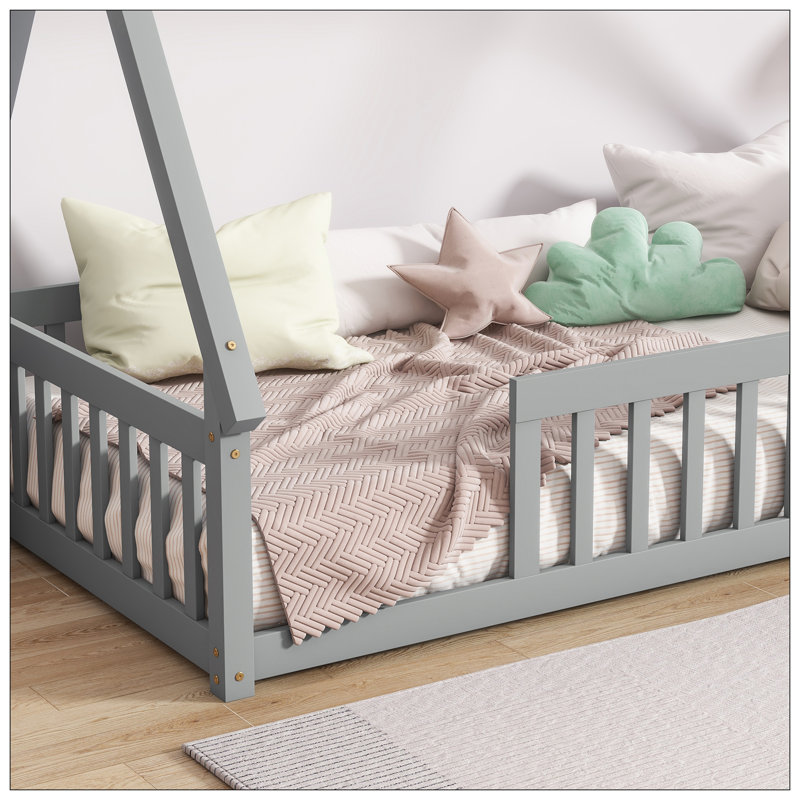 Lit simple au sol, gris