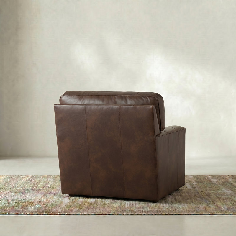 Lawson 36.5" Genuine Leather Swivel Chair, Steamboat Driftwood Genuine Leather