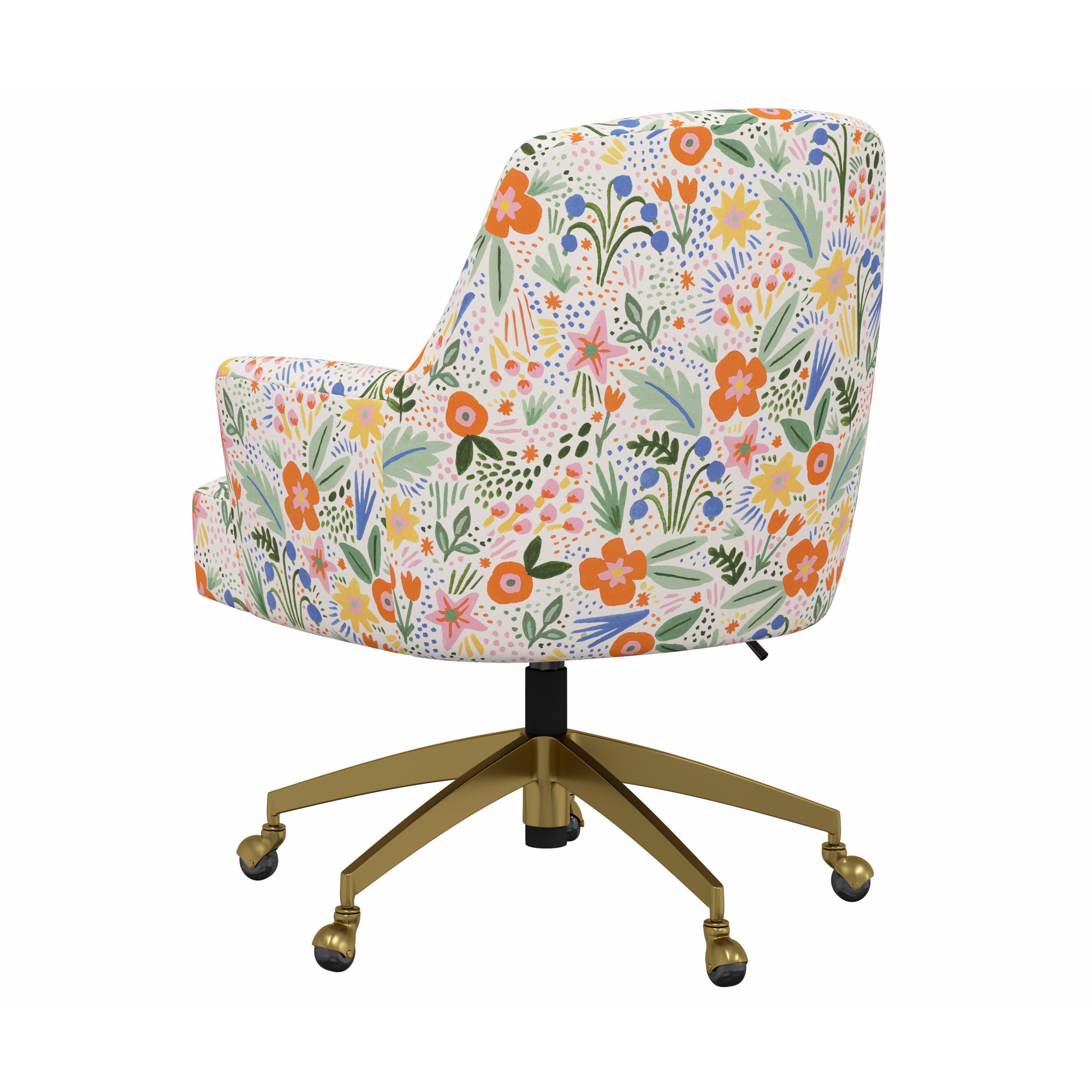 Rifle Paper Co. x Cloth & Company Yvette Office Chair, Rpc Merida Multi Linen, Brushed Gold