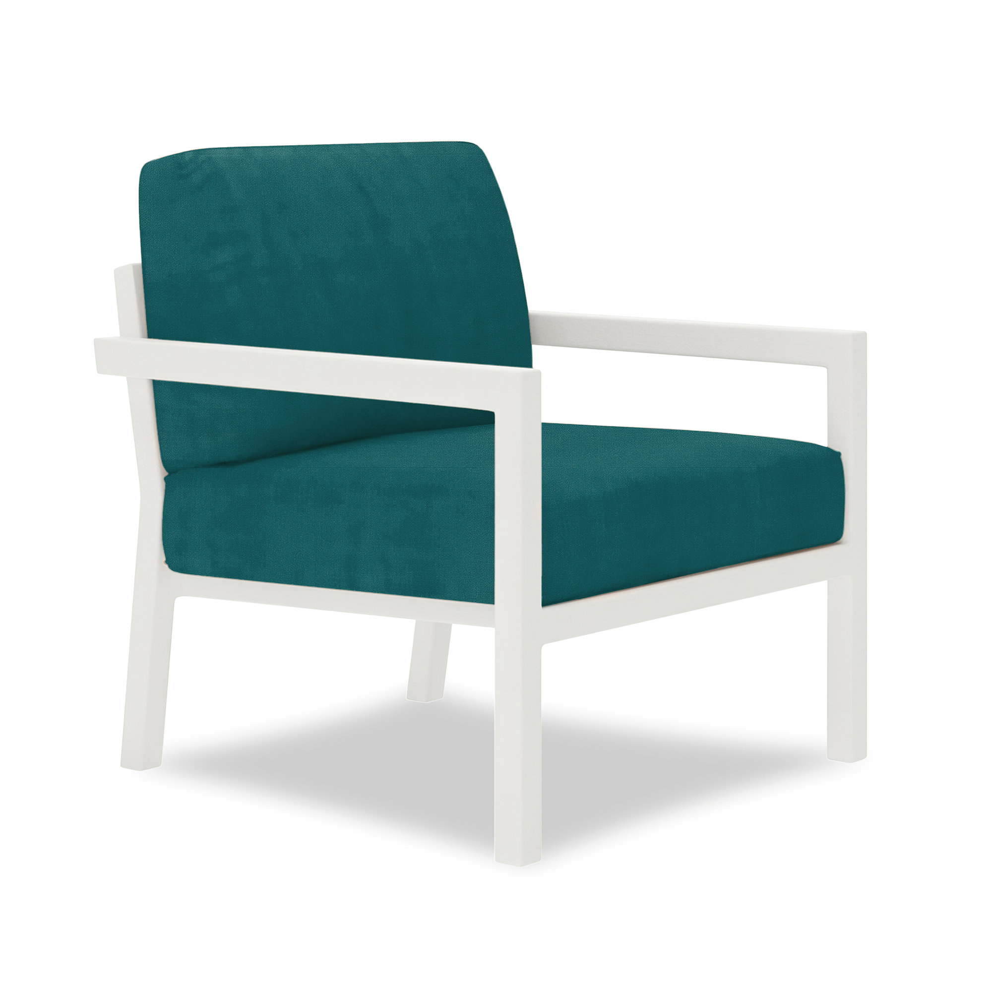 Vivant Patio Chair with Sunbrella Cushions, Spectrum Peacock Sunbrella® Plainweave, White