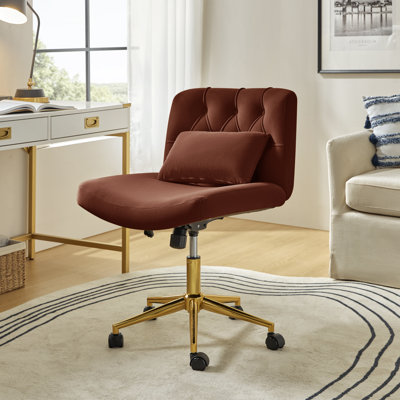 Chaise de bureau croisée et inclinable en polyester avec coussin de 23 po Guitra Modern