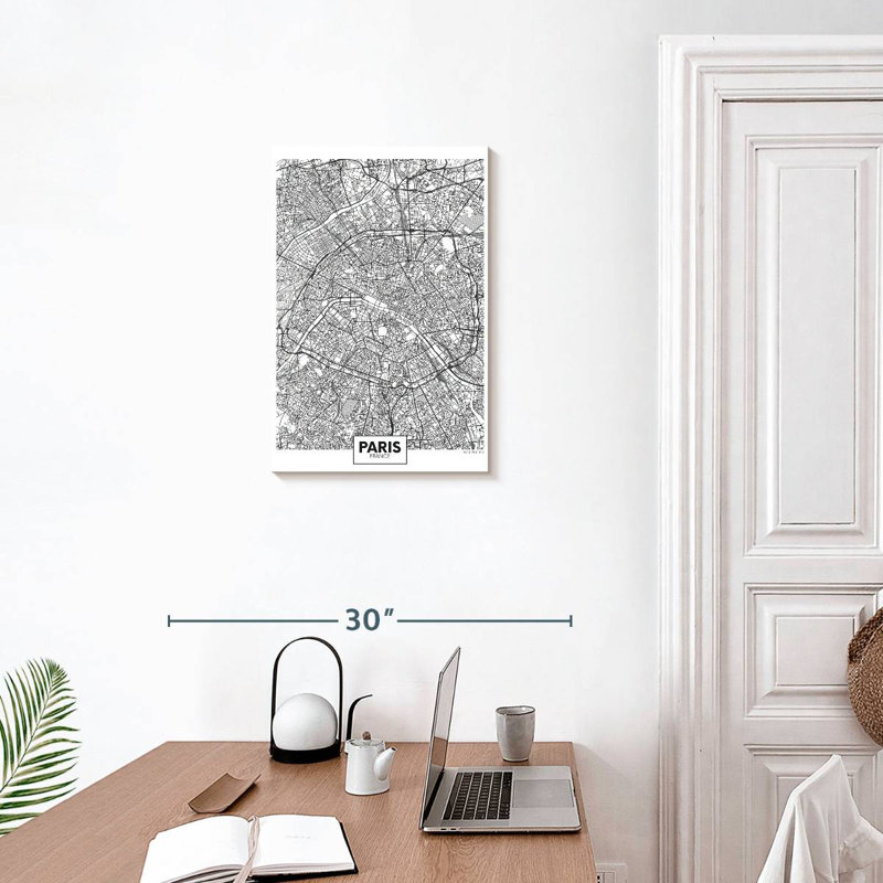 Aliaz Paris Grid Map, 24" H x 16" W