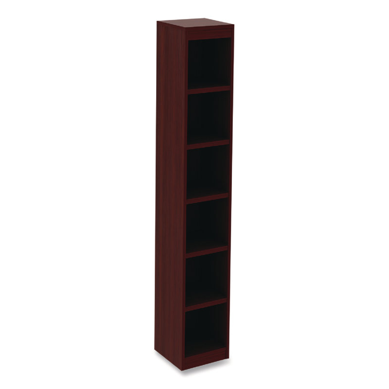 Mahogany Narrow Profile Six-Shelf Adjustable Bookcase