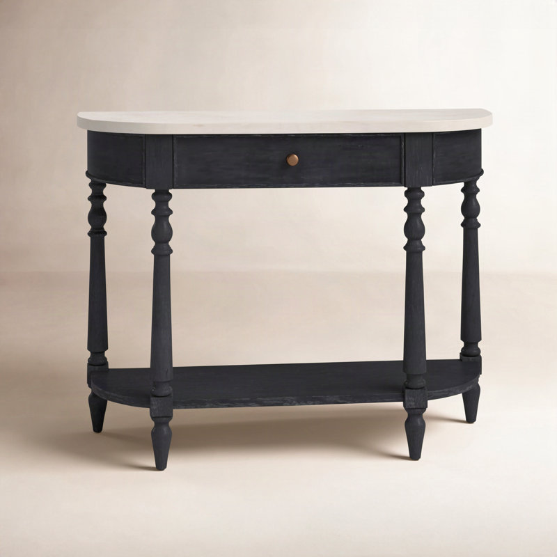 Aberdale 40'' Console Table with Marble Top, Black