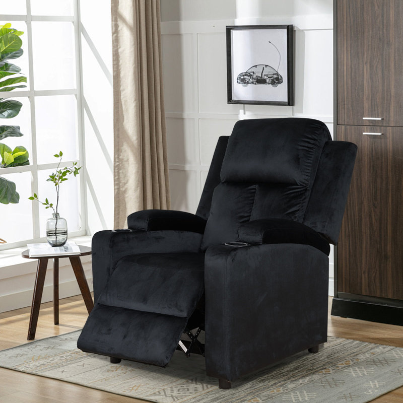 31.5'' Wide Recliner with  Cup Holder, Black