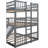 Full Over Full Over Full Triple Bunk Bed With Slide & Dual Ladders, Solid Wood-1941524548