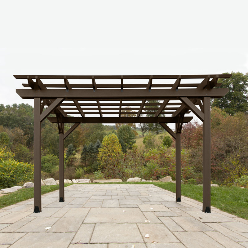 Pergola en plastique Bodhi, Gland de chêne vieilli, Abri pour voiture l 10 pi. x P 12 pi. po