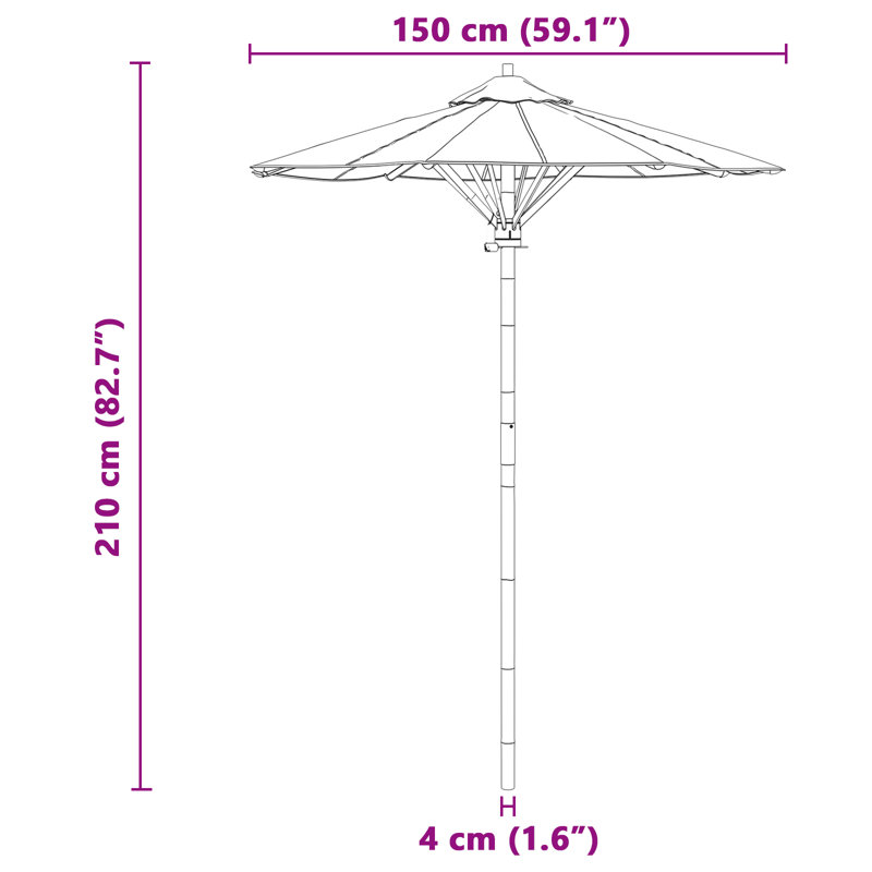Market Parasol, 210cm H x 150cm W x 150cm D, Grey