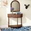 Console Table de bout demi-lune avec 2 tiroirs de rangement et tablette inférieure pour le salon, la chambre à coucher, le bureau et le couloir-867324341
