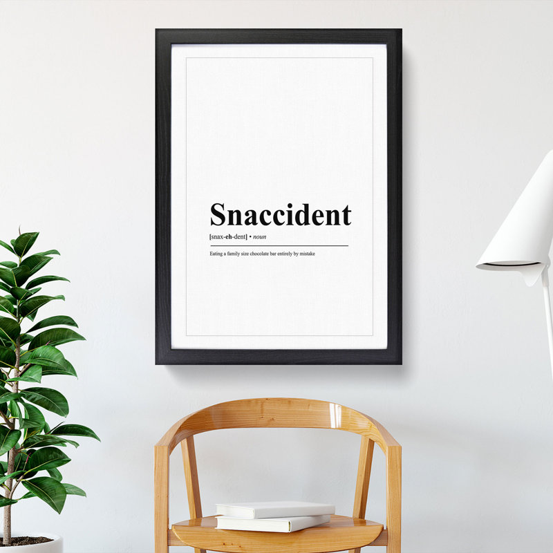Snaccident - Single Picture Frame Print on Wood, Black Framed, 48cm H x 36cm W x 2cm D