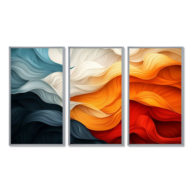 Orange et bleu Biomorphism Organic Forms VI - Biomorphism, ensemble d'art mural, H 28 po x l 36 po x P 1 po