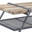 Table basse avec tablette de rangement, finition chêne et gris sable, rectangulaire, acier et panneau de fibres à densité moyenne, 47 pouces de largeur