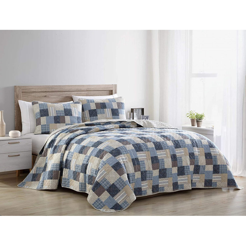 Douglas Cotton Patchwork Quilt, Queen Quilt + 2 Shams